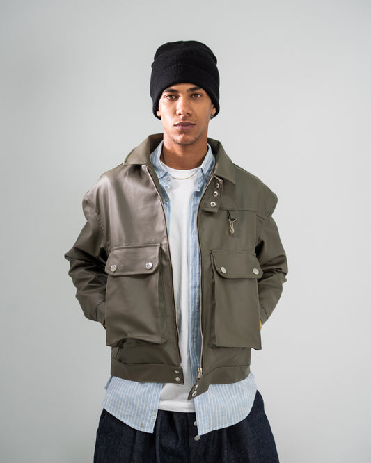 Rabbit leather jacket (olive)