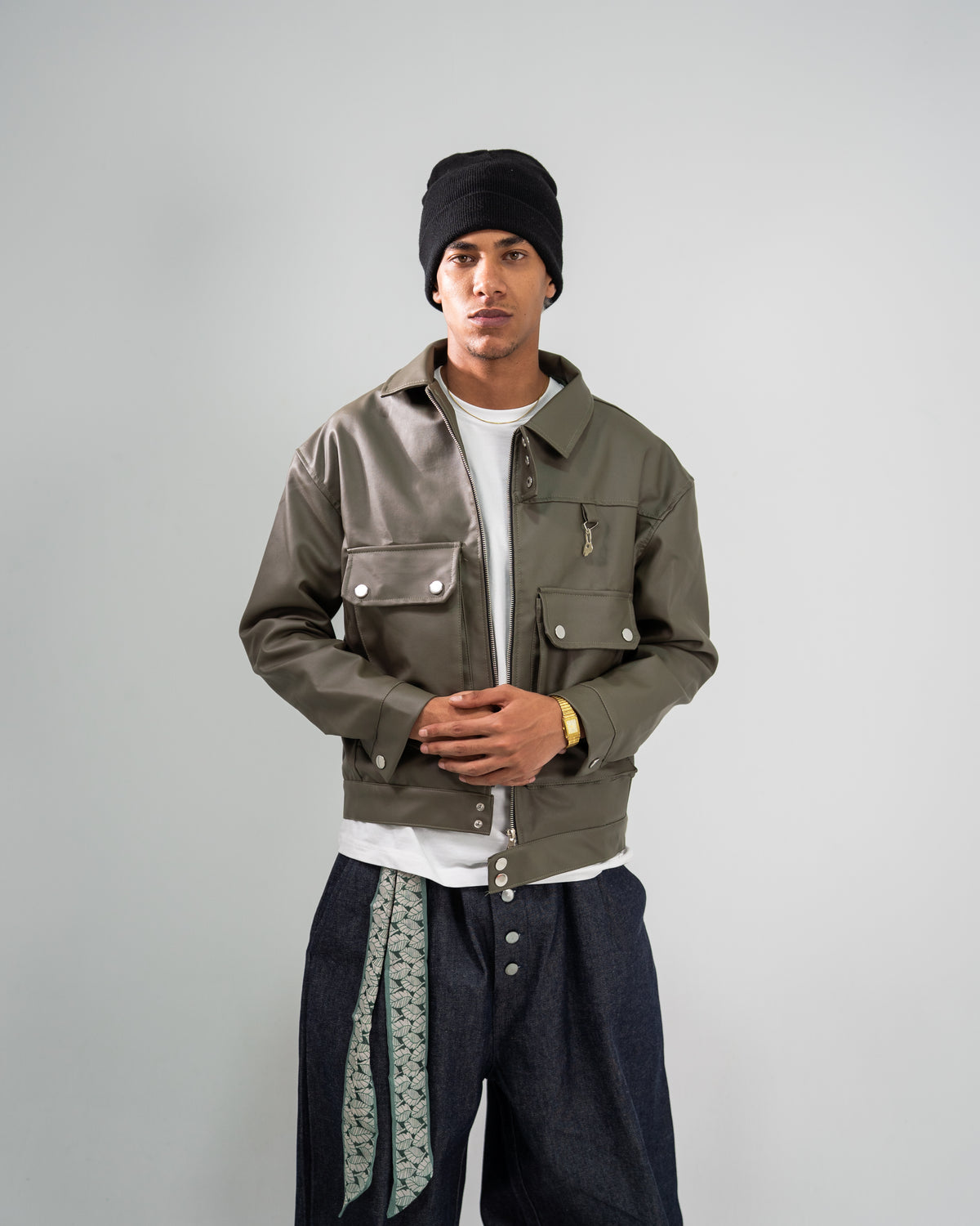 Rabbit leather jacket (olive)