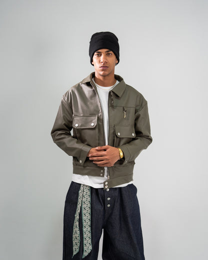 Rabbit leather jacket (olive)